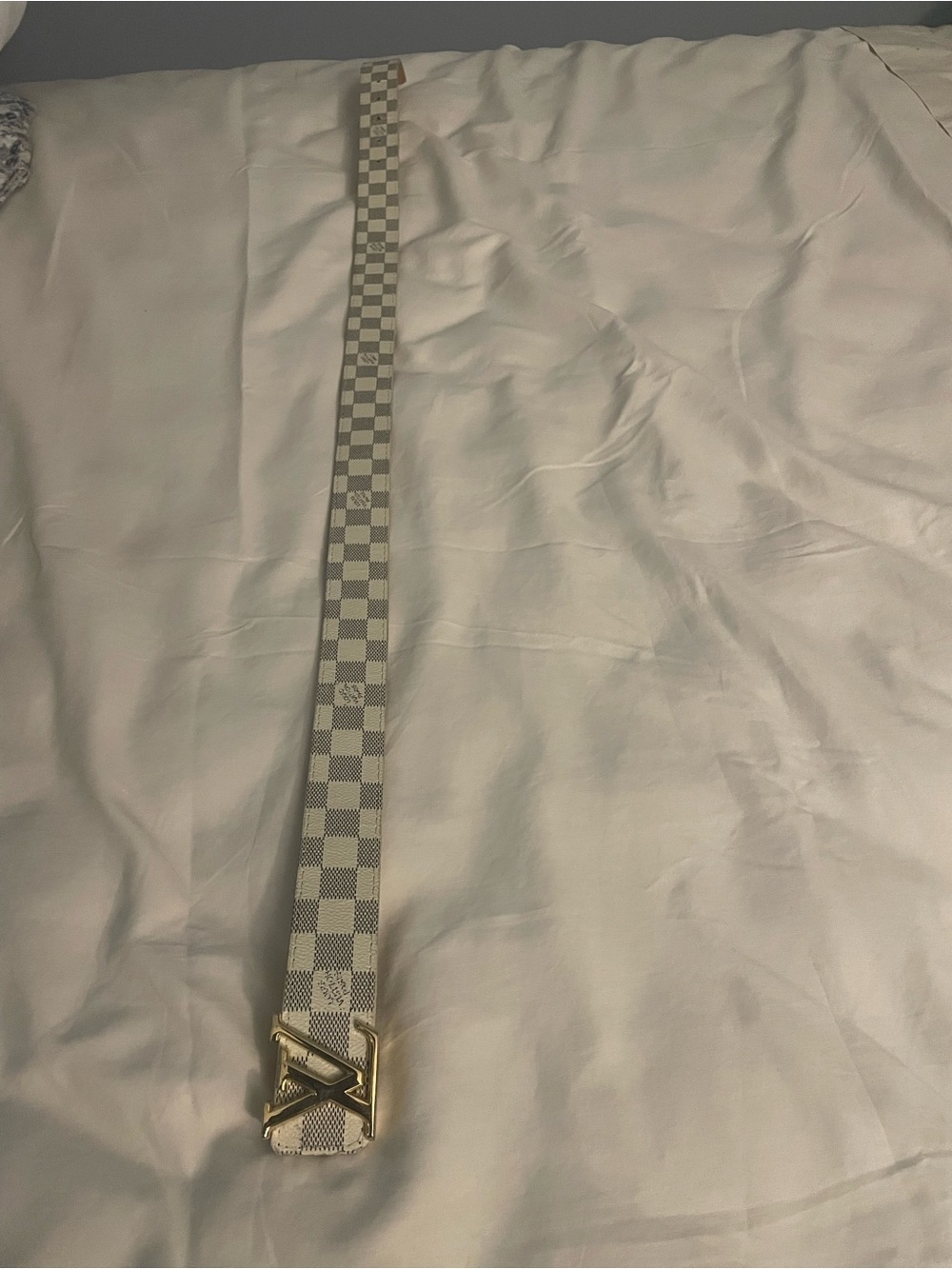 Louis Vuitton Damier Azur Canvas Belt with Gold LV Buckle - Picture 4 of 4